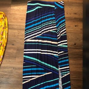 Blue striped maxi skirt